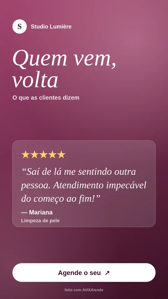 Story com o depoimento de uma cliente, gerado pelo AVIXAtende